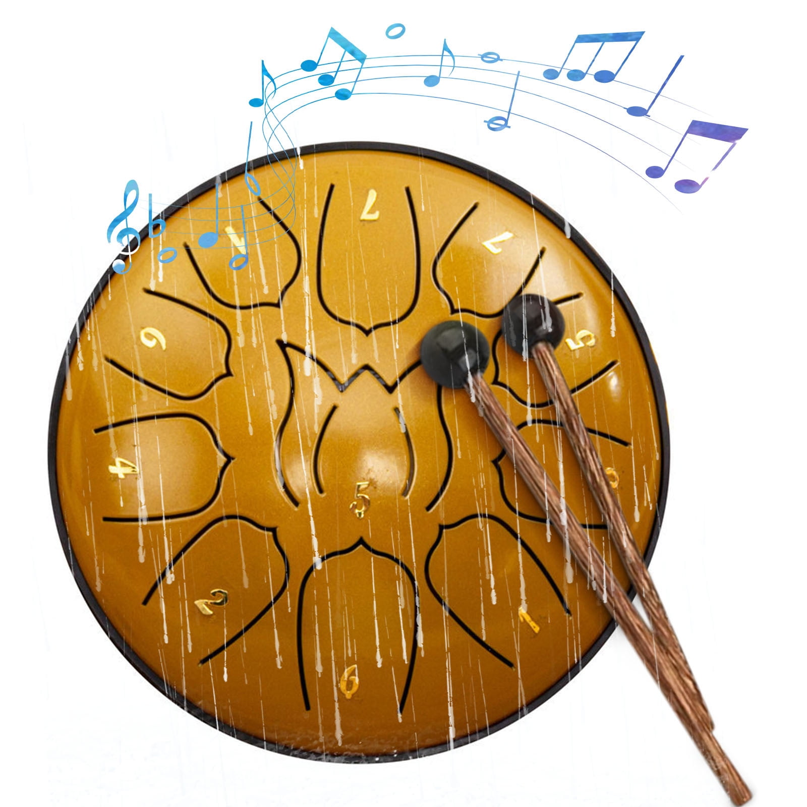 JGJJUGN 6-Inch 11 Tone Hand Drum Forget Worry Drum Portable Carbon Steel Musical Instrument for Stress Relief and Relaxation