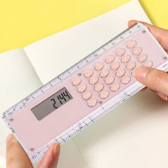 JGJJUGN 6 Inch Calculator Ruler with Basic Math Functions, Plastic Measuring Tool, Portable Double-Sided Design for Office and Home Use