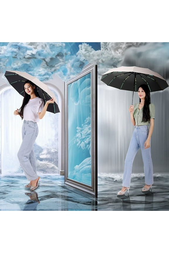 60 Rib Folding Umbrella Large Automatic Umbrella Reinforced Sunshade Waterproof for Rain and Sun Protection Outdoor Use