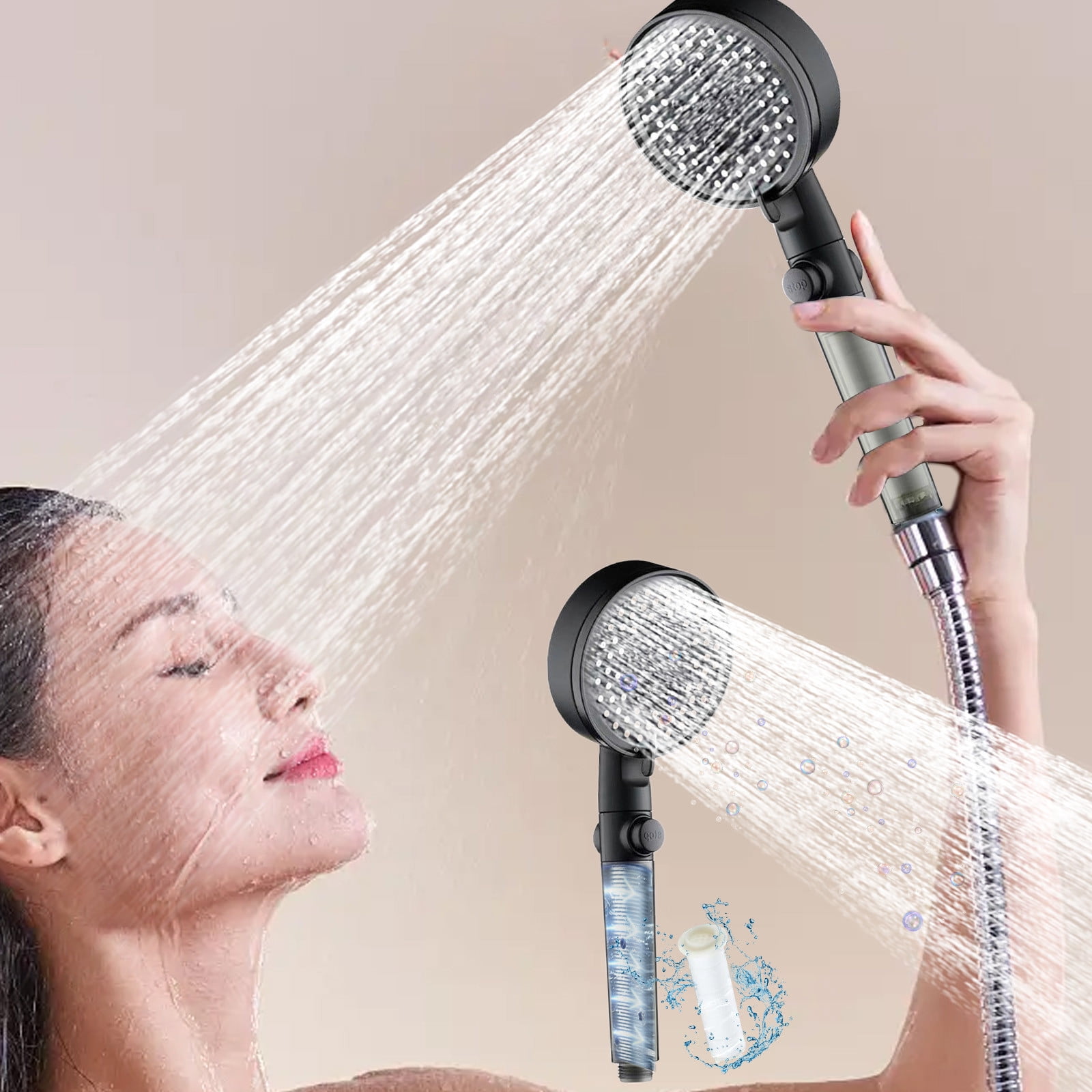 JGJJUGN ABS Environmental Material Handheld Shower Head with Water