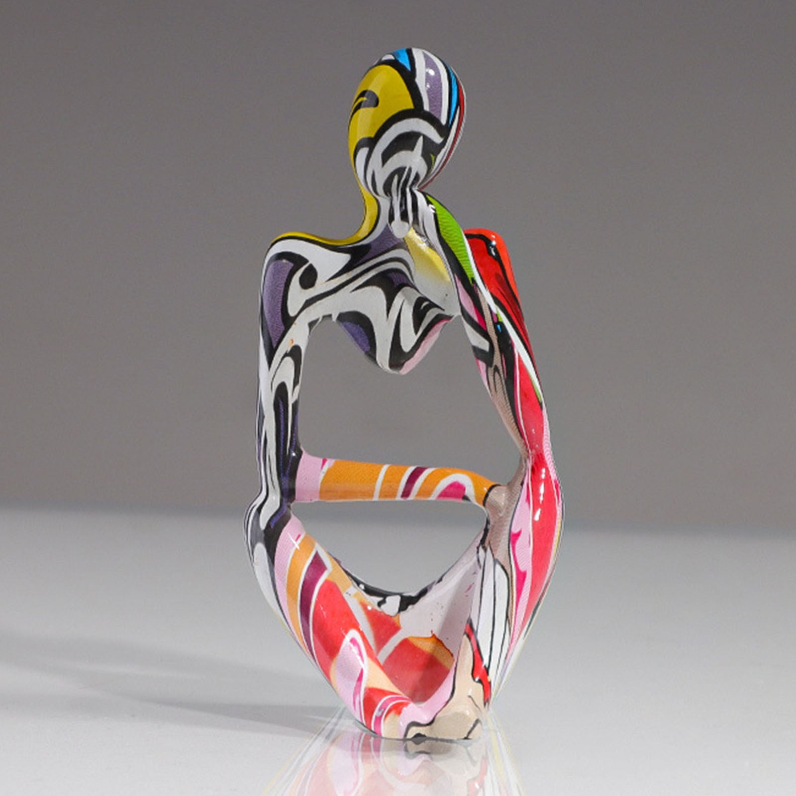 JGJJUGN Abstract Graffiti Resin Thinker Sculpture, Office and Living