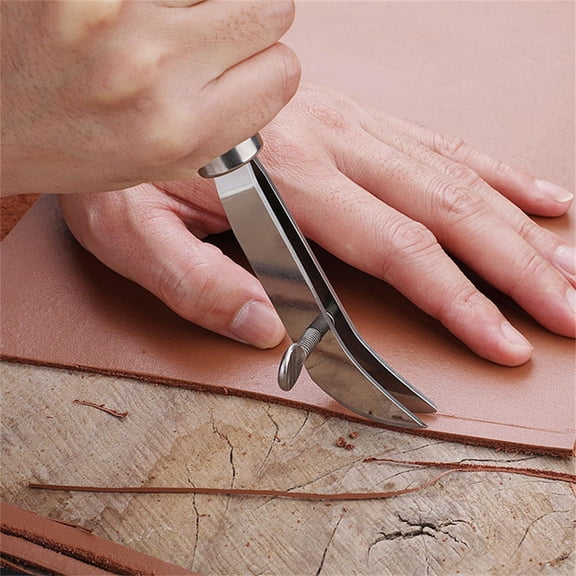 JGJJUGN Adjustable Leather Edge Tool Pressure Line Crimper with Comfortable Wooden Handle for DIY Leather Craft Marking and Cutting