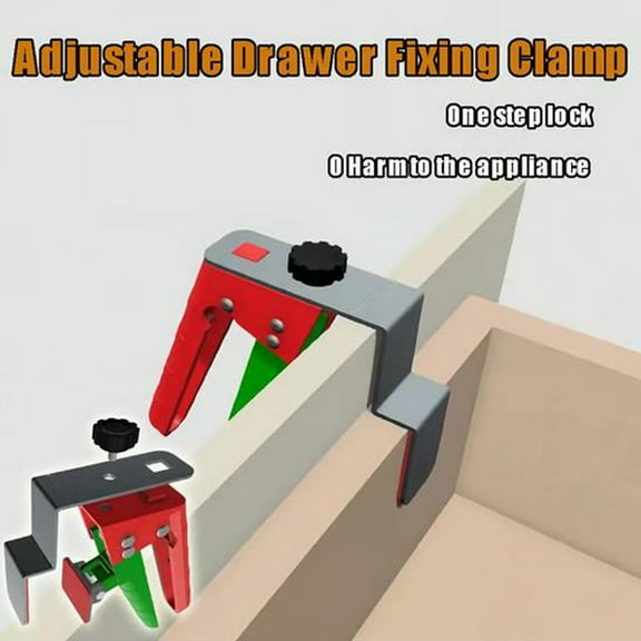 JGJJUGN Adjustable Telescopic Press Type Drawer Clip - Woodworking Installation Panel Clamp, Auxiliary Fixing Clip for Drawers, One-Press Securing Tool, Reinforced Grip, 2mm Thick Head