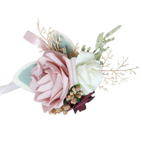 JGJJUGN Artificial Flower Wrist Corsage for Weddings, Elegant Floral Accessories, Bridal Corsage, Silk Flower Boutonniere, Wedding Decor, Bohemian Engagement Decor, Handmade Floral Wristband