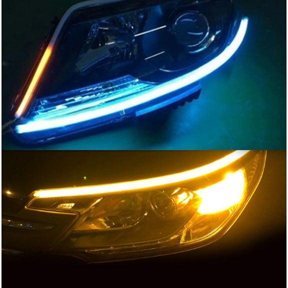 JGJJUGN Automobile LED Daytime Running Lights, Flexible LED Strip Light, Two-color Turn Signal Light Bar, Bright SMD Light Guide, Suitable for Car, Truck, Motorcycle Use, Easy Installation