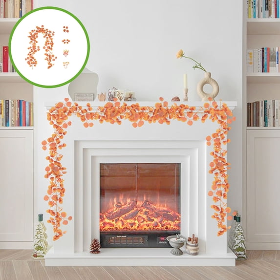 JGJJUGN Autumn Maple Leaf Rattan Decoration 200cm Orange Faux Vine for Thanksgiving Home Decor Halloween Party Table Centerpiece