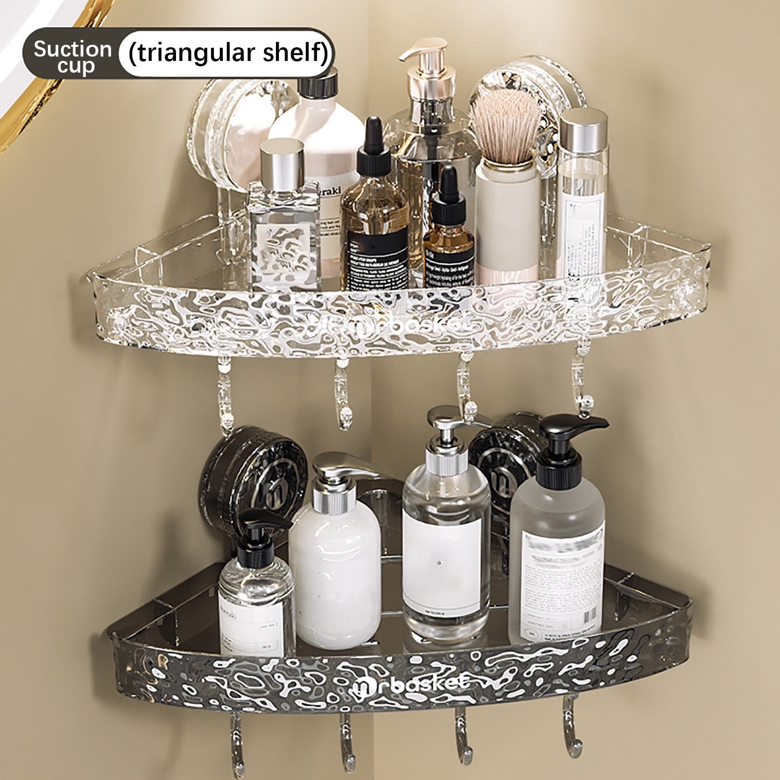 JGJJUGN Bathroom Suction Cup Triangular Storage Rack – Wall Mounted ...