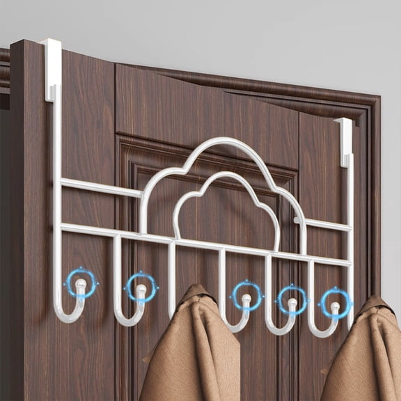 JGJJUGN Behind The Door Hooks - Hole Free Door Hangers, Coat Hooks, Bedroom & Kitchen Organizer, Heavy-Duty Storage Rack, Sturdy Metal Design, Rustproof, Space-Saving Solution, White Color