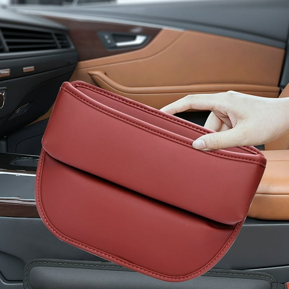 JGJJUGN Car Seat Organizer Leather Storage Bag, Adjustable Seat Gap Filler for Phones, Keys, Glasses, Easy Install, Fits Most Vehicles