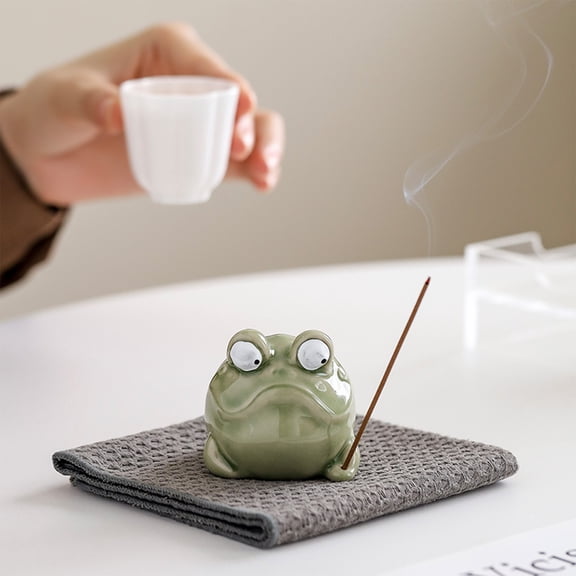 JGJJUGN Ceramic Frogs Incense Holder, Aromatherapy Tray, Aromatic Base for Home Decor, Stick Incense Stand, Calming Accessory for Meditation, Yoga, and Relaxation Spaces