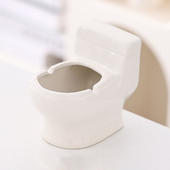 JGJJUGN Ceramic Toilet Ashtray | Unique Bathroom Decor | Creative Cigarette Holder | Stylish Desktop Smoking Accessory | Easy Clean | Decorative Men’s Gift | Home & Office Use