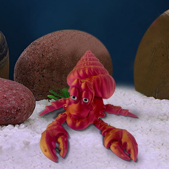 JGJJUGN Colourful 3D Printed Hermit Crab Model, Detailed Marine Life Figurine for Display, Cute Decorative Hermit Crab with Conch Shell