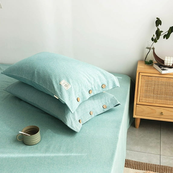 JGJJUGN Cotton Linen Style Pillow Cases - Soft Breathable Long Staple Cotton, Button Closure, 29.1x18.9in, Home Decorative & Protective Cushion Covers