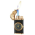 thumbnail image 1 of JGJJUGN Double Fire Lighter with Quartz Watch - Inflatable Windproof Blue Flame Cigarette Lighter, Fashionable Dual Flame Lighter with Exquisite Crystal Dial, Multi-functional Metal Lighter Gift, 1 of 3