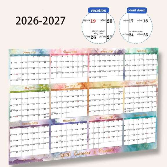 JGJJUGN Double-sided Laminated Erasable Calendar, Dry Erase Wall Planner, Reusable Write-On Calendar, Monthly Planner Board, Appointment Tracker, Wall Calendar for Home or Office