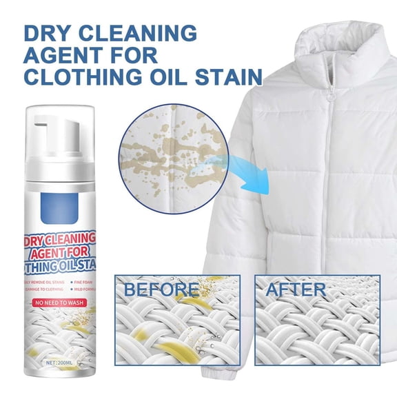 JGJJUGN Dry Cleaning Agent for Clothing Oil Stains - Foam Stain Remover, Odor Eliminator, No Water Needed, Safe for All Fabrics, Quick Stain Lifter, Easy-to-Use 100ml Cleaning Spray