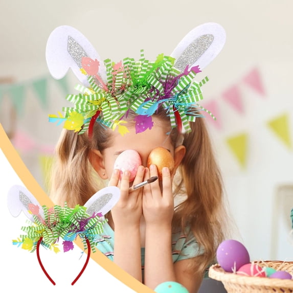 JGJJUGN Easter Bunny Ears Headband for Dress Up Party, Costume Hair Band, Rabbit Ears Accessories, Holiday Hairpieces, Multicolor Soft Fabric, Fun Festive Headwear for Themed Celebrations