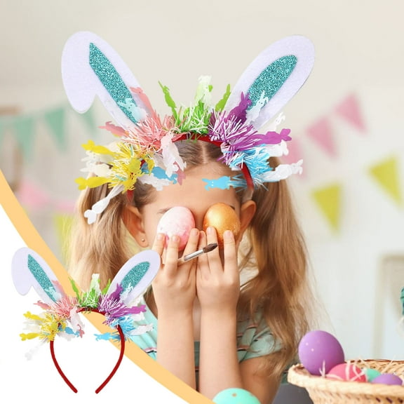 JGJJUGN Easter Bunny Ears Headband for Dress Up Party, Costume Hair Band, Rabbit Ears Accessories, Holiday Hairpieces, Multicolor Soft Fabric, Fun Festive Headwear for Themed Celebrations