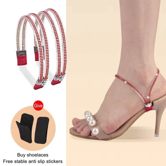 JGJJUGN Elastic High Heel Shoe Straps, Replacement Ankle Straps for Heels, Rhinestone Shoe Straps, Antiloose High Heel Accessories, Comfortable Shoe Fixing Straps for Events