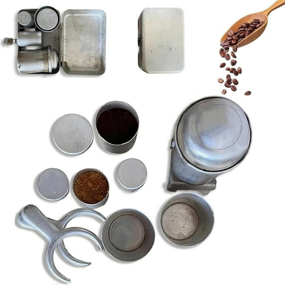 JGJJUGN Extra Thin Collectors Camping Coffee Kit - Portable Vintage Outdoor Pour Over Maker Set with Cups & Storage Box - Ideal for Adventure Enthusiasts