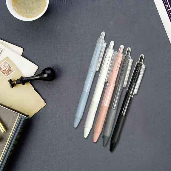 JGJJUGN Fine Marker Pens Set 5pcs Gray Black Pink Blue Multicolor Push Action Brush Pens Office Supplies Writing Drawing