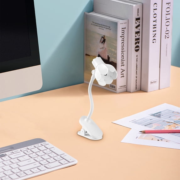 JGJJUGN Folding LED Desk Lamp, Portable Night Light, Magnetic Clip Lamp, Warm Color Eye Protection Light, Adjustable Brightness Reading Light, Unique Flower Design for Home Decor