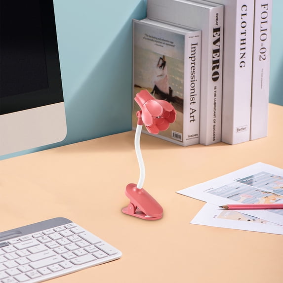JGJJUGN Folding LED Desk Lamp, Portable Night Light, Magnetic Clip Lamp, Warm Color Eye Protection Light, Adjustable Brightness Reading Light, Unique Flower Design for Home Decor