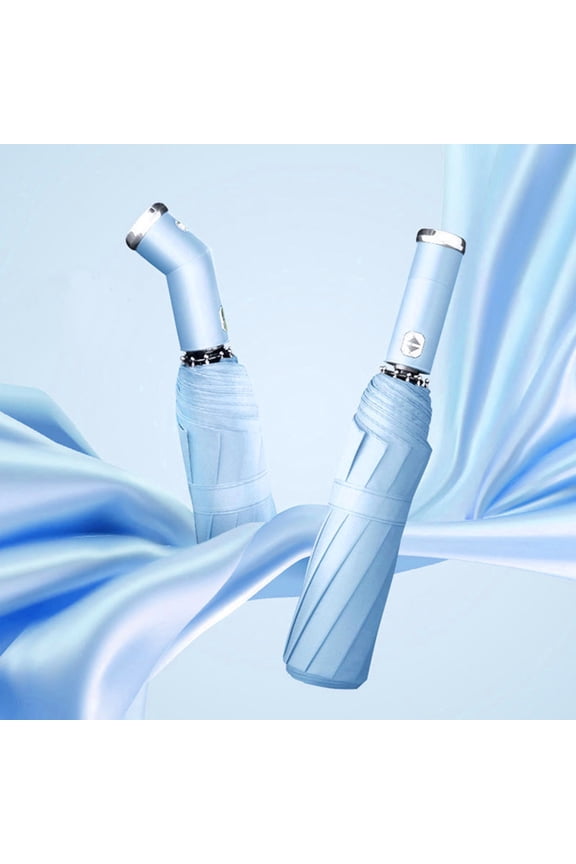 Fully Automatic Rotatable LED Flashlight Umbrella, Foldable Sunscreen Umbrella, Waterproof Rain Umbrella, Windproof Sunshade with Replaceable Batteries, 360° Protection, Easy Open & Close