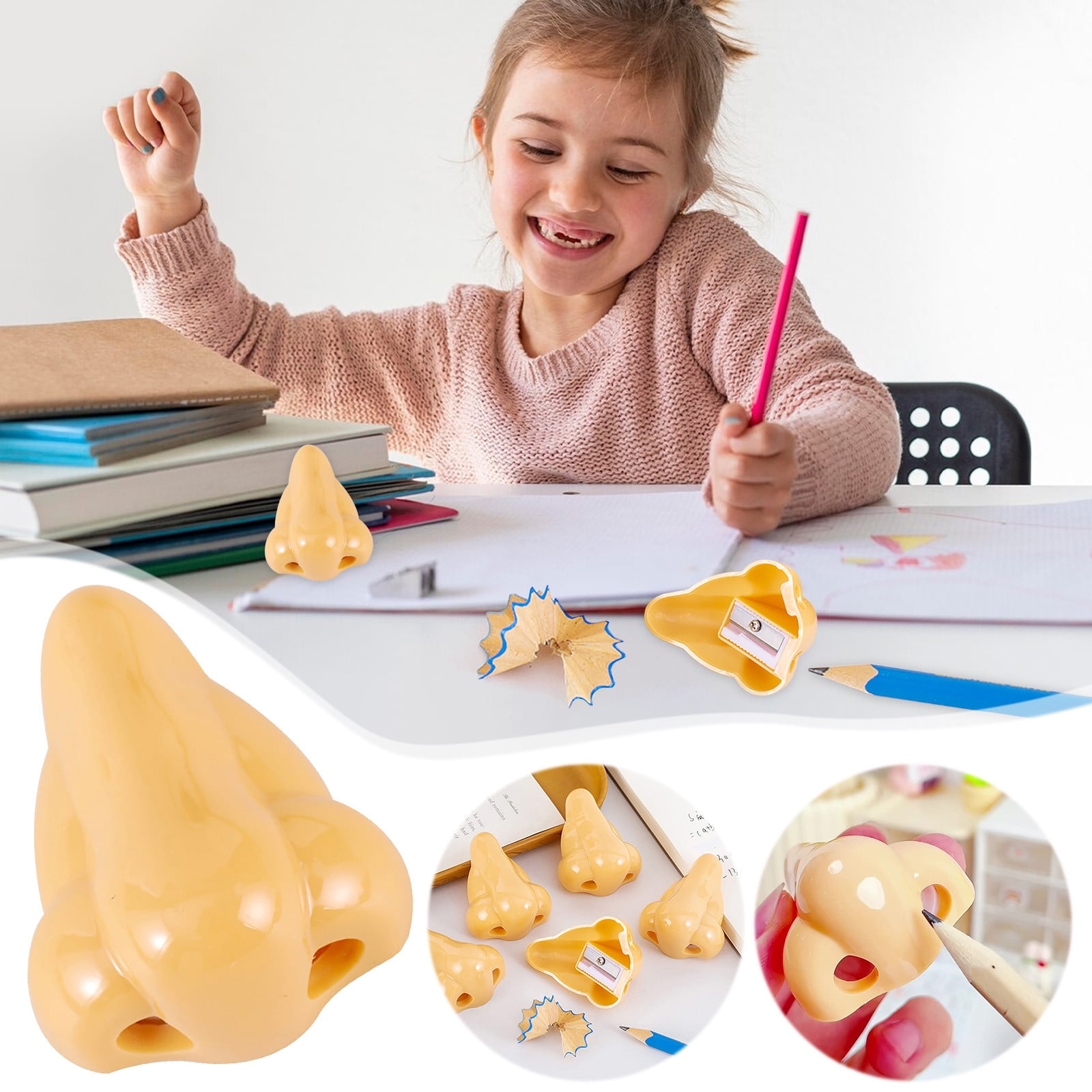 JGJJUGN Funny Nose Shaped Plastic Pencil Sharpener Cute Student Tool for Sharpening Crayons and Pencils