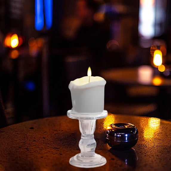 JGJJUGN Glass Candlestick Holder for Romantic Dinners - Elegant Clear Glass, Fits Standard Candles, Home Decoration, Living Room & Dining Table Centerpiece