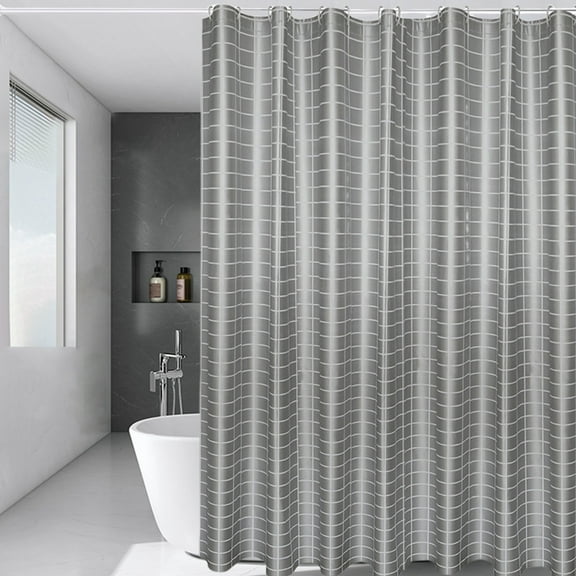 JGJJUGN Gray Checkered Shower Curtain Waterproof Polyester Fabric Tub Decor for Bathroom Dry Wet Separation with Hooks 180x200cm