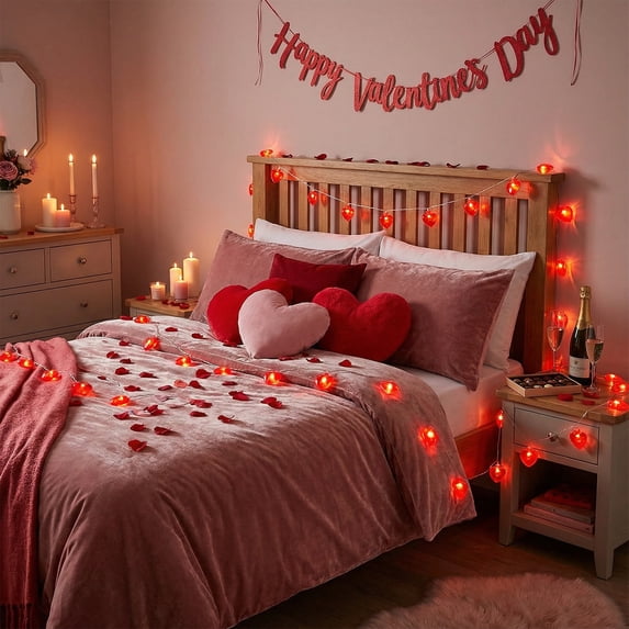 JGJJUGN Heart-Shaped LED String Lights, Battery-Operated Decorative Lights, Romantic Ambiance Lights, Perfect for Weddings, Valentines Day Decor, Room Decoration, Party Lights