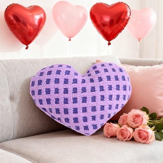 JGJJUGN Heart Shaped Pillow Valentine Decoration, Love Cushion, Sofa Accent Pillow, Bedroom Decor, Soft Polyester Heart Pillow, Plush Red Yellow Pink Purple Pillow for Home Ambiance