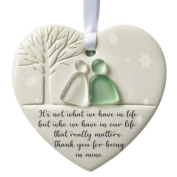 JGJJUGN Heart-Shaped Sea Glass Friendship Ornament | Sea Glass Heart Keepsake | Handmade Love Decor | Unique Gift for Friends | Christmas Tree Hanging Decor | Friendship Heart Keepsake 8cm