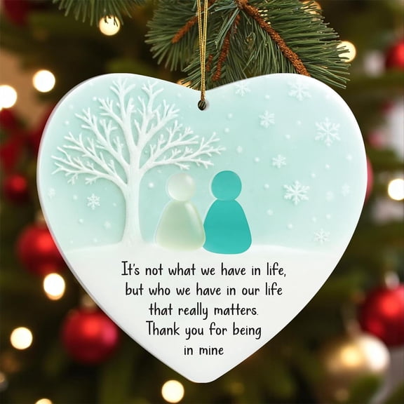 JGJJUGN Heart-Shaped Sea Glass Ornament, Friendship Keepsake Decor, Friendship Quote Hanging Decoration, Sentimental Gift for Friends, Christmas Tree Decor, Heartwarming Decor