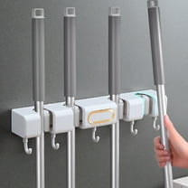 JGJJUGN Heavy Duty Wall Mounted Mop and Broom Holder - Multi-Purpose Organizer Rack for Kitchen, Laundry Room, Garden & Garage - Space Saving Storage Solution