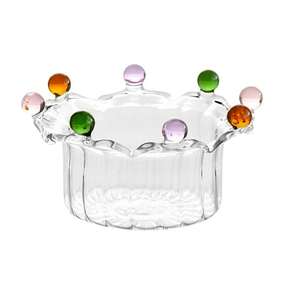 JGJJUGN High Borosilicate Glass Bowl for Desserts, Oatmeal, Yogurt – Temperature Resistant Serving Bowl, Colorful Flower Shape, Multi-Purpose Glass Dish for Ice Cream, Rice, Condiments