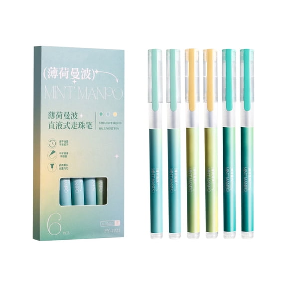 JGJJUGN High Capacity Liquid Ballpoint Pens, 0.5mm Rollerball Pens, Smooth Writing Ink Pens, Ergonomic Design, Convenient Clip, Perfect for Home, Office, and Travel, 6-Pack