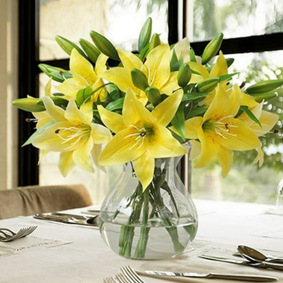 JGJJUGN High End Artificial Lilies - Realistic Plastic Flowers for Home Decoration - Bright Color, Fade-Resistant, Waterproof - Indoor & Outdoor Use