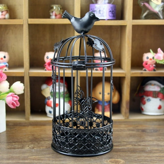 JGJJUGN Hollow Tealight Candlestick Lantern, Vintage Birdcage Wrought Iron Candle Holder, Metal Hanging Lantern for Home Decor, Wedding and Party Centerpiece, Indoor Outdoor Decor, 10.5cm x 24.2cm