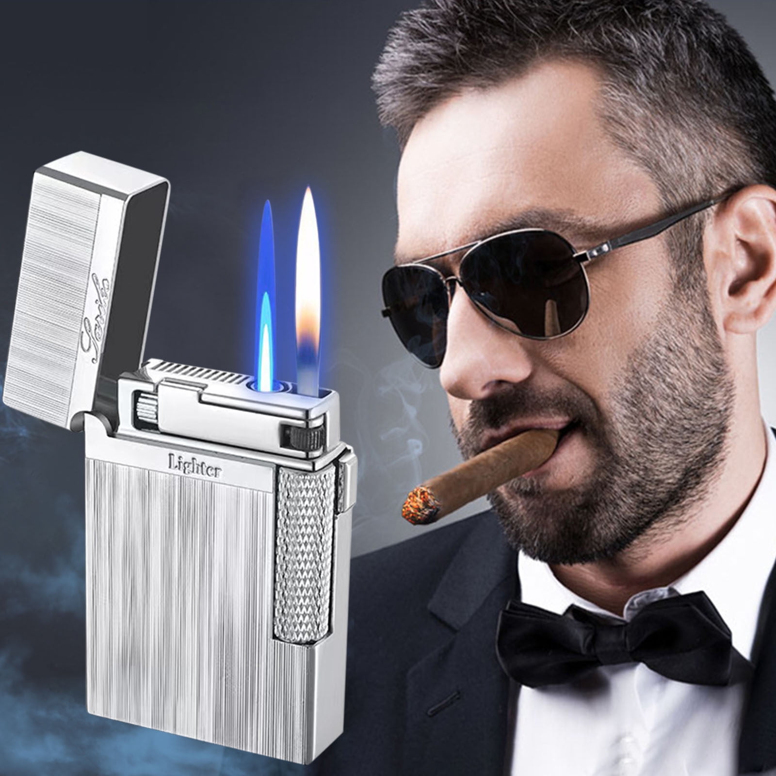 metal fake cigarette 2 Long Holders & 4 Puff Cigarettes Halloween Party Cosplay Prop butane is not included.) Product Description Metal One Hitter Bats -
