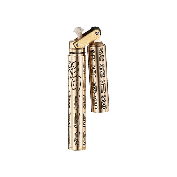 JGJJUGN Kerosene Brass Vintage Lighter | Slim Mini Trench Style | Refillable Pocket Torch | Unique Personalized Gift | Retro Portable Igniter | Durable Copper Design