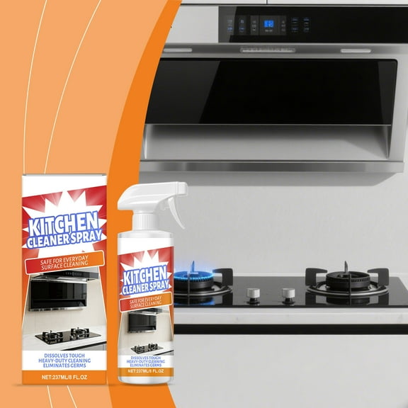 JGJJUGN Kitchen Cleaning Spray for Stovetops, Range Hoods, and Cookware - Daily Grease & Oil Stain Remover, Powerful Stain Cleaner, Safe for Stainless Steel & Glass, 237ml