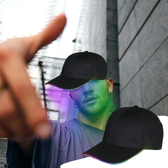 JGJJUGN LED Light Up Baseball Cap, Glowing Party Hat, Flashing Rave Accessories, Adjustable Sun Protection Cap, Stylish Festival Gear, Hip Hop Performance Headwear, Eye-Catching Design
