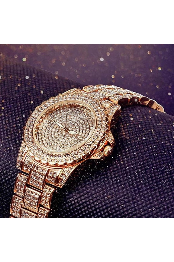 Ladies Rhinestone Quartz Watch, Diamond-Encrusted Bracelet Watch, Alloy Steel Strap Women's Timepiece, Elegant Fashion Watch, Date Display, Stylish Gift for Her, Exquisite Craftsmanship