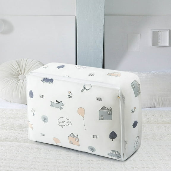 JGJJUGN Large Capacity Storage Bag, Foldable Storage Bucket, Multi-Purpose Quilt and Blanket Organizer, Waterproof Clothing Storage, Collapsible Dustproof Tote Bag for Home and Moving, 70*50*25cm