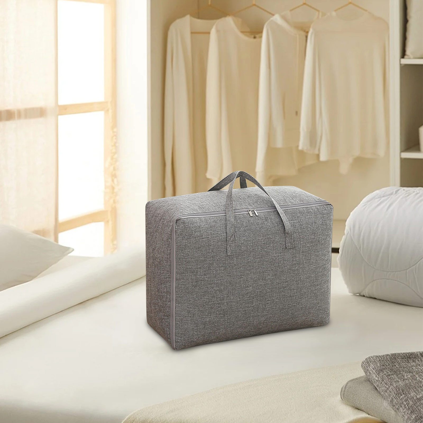 JGJJUGN Large Cotton-Linen Storage Bag for Bedding, Clothing, and ...
