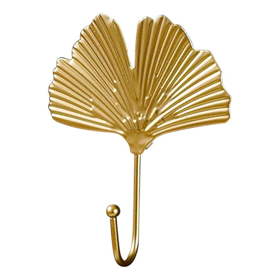 JGJJUGN Leaf Shaped Coat Hook, Ginkgo Leaf Metal Wall Hook, Decorative Drying Rack, Gold Leaf Key Hook, Space Saving Wall Storage for Home Décor, Entryway, Living Room