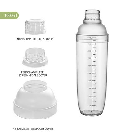 JGJJUGN Lemon Tea Shaker Cup Milk Tea Shop Tool Transparent Design Dishwasher Safe Cocktail Mixer for Bar Kitchen Restaurant