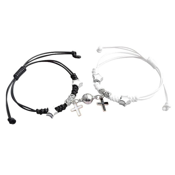 JGJJUGN Magnetic Attraction Couple Bracelet Set of 2, Adjustable Pendant Bracelets, Romantic Matching Jewelry for Lovers, Anniversary Gift, Wedding Decoration, Special Occasion Accessory